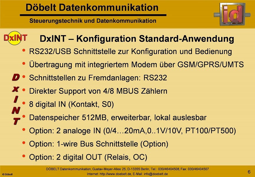 Dbelt Datenkommunikation - Produktprsentation: dxint-gsm - Folie 6