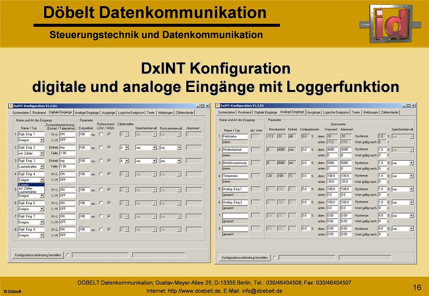 Dbelt Datenkommunikation - Produktprsentation: dxint-gsm - Folie 16