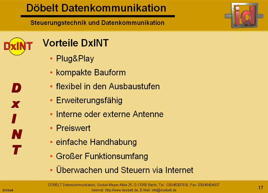 Dbelt Datenkommunikation - Produktprsentation: dxint - Folie 17