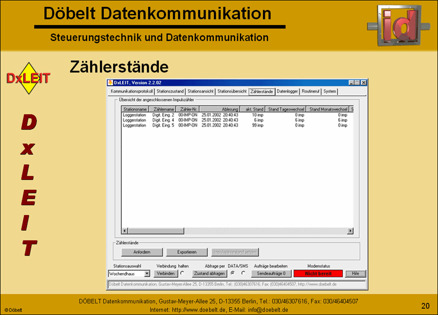 Dbelt Datenkommunikation - Produktprsentation: dxleit - Folie 20