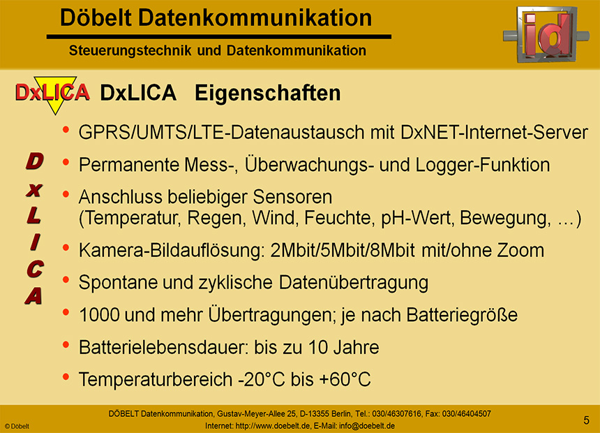 Dbelt Datenkommunikation - Produktprsentation: dxlica - Folie 5