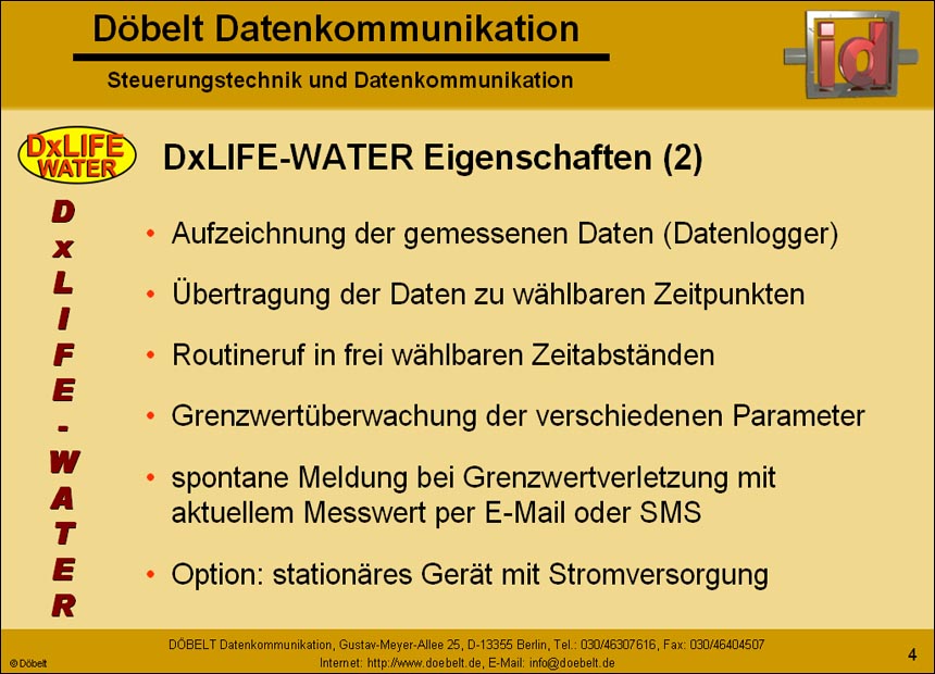 Dbelt Datenkommunikation - Produktprsentation: dxlife-water - Folie 4