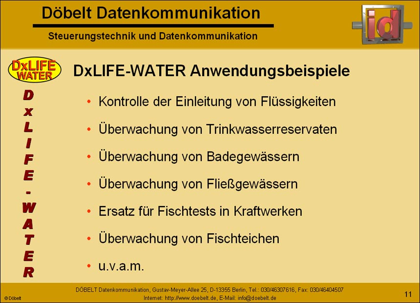 Dbelt Datenkommunikation - Produktprsentation: dxlife-water - Folie 11