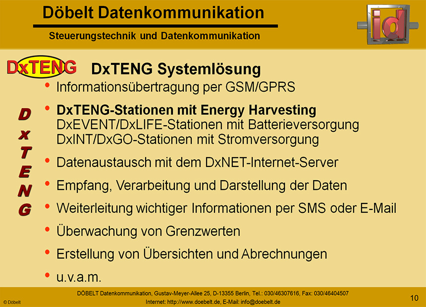 Dbelt Datenkommunikation - Produktprsentation: dxteng - Folie 10