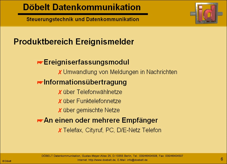 Dbelt Datenkommunikation - Produktprsentation: firma - Folie 6