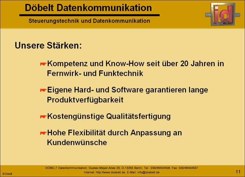Dbelt Datenkommunikation - Produktprsentation: firma - Folie 11