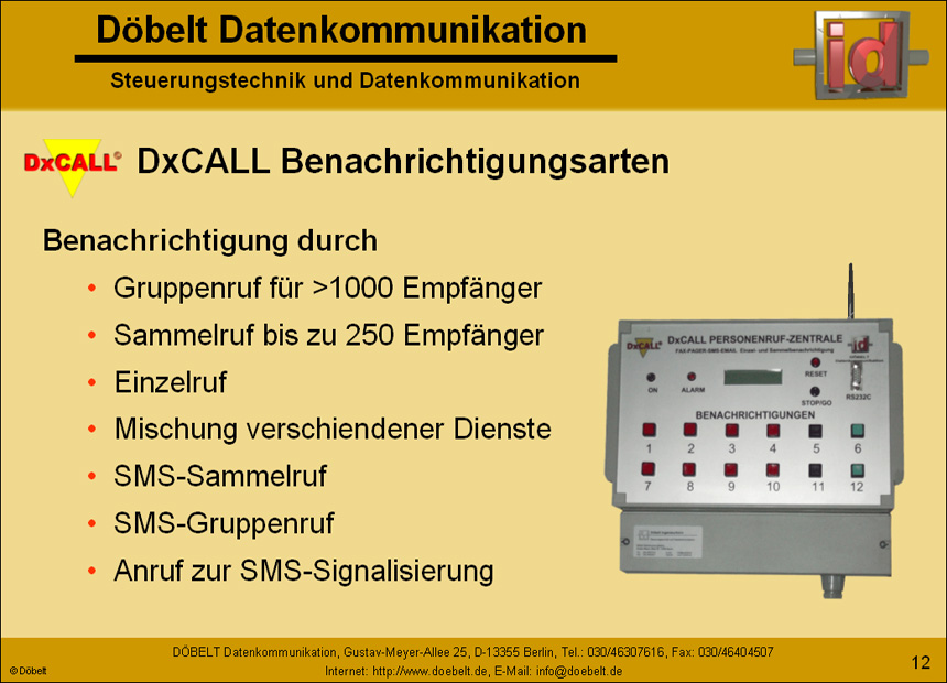 Dbelt Datenkommunikation - Produktprsentation: dxcall-dxto - Folie 12