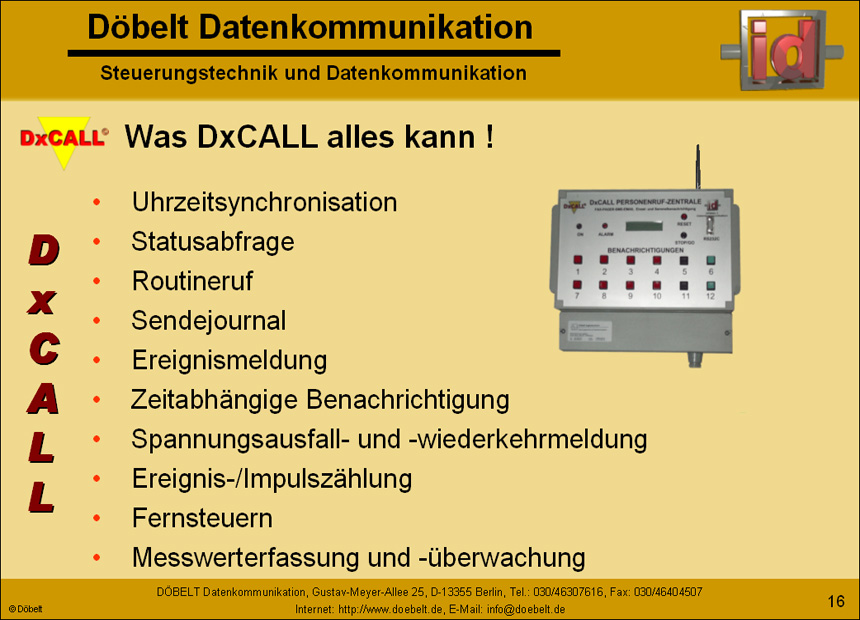 Dbelt Datenkommunikation - Produktprsentation: dxcall-dxto - Folie 16