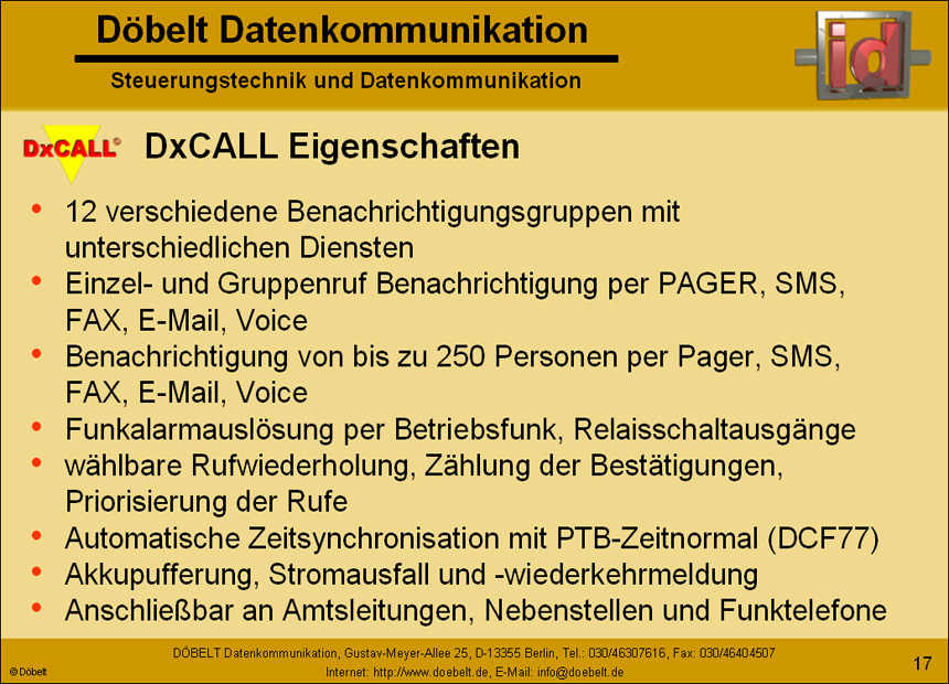 Dbelt Datenkommunikation - Produktprsentation: dxcall-dxto - Folie 17