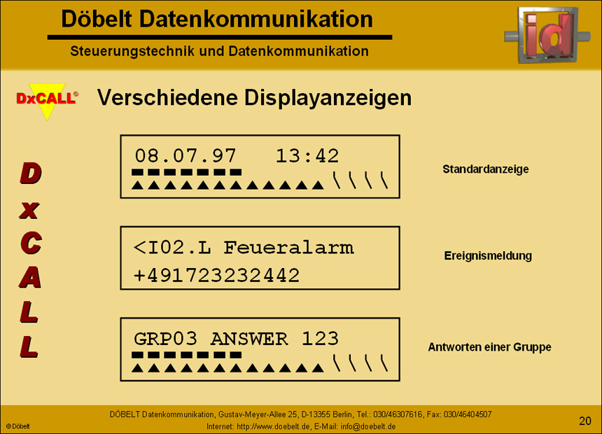 Dbelt Datenkommunikation - Produktprsentation: dxcall-dxto - Folie 20
