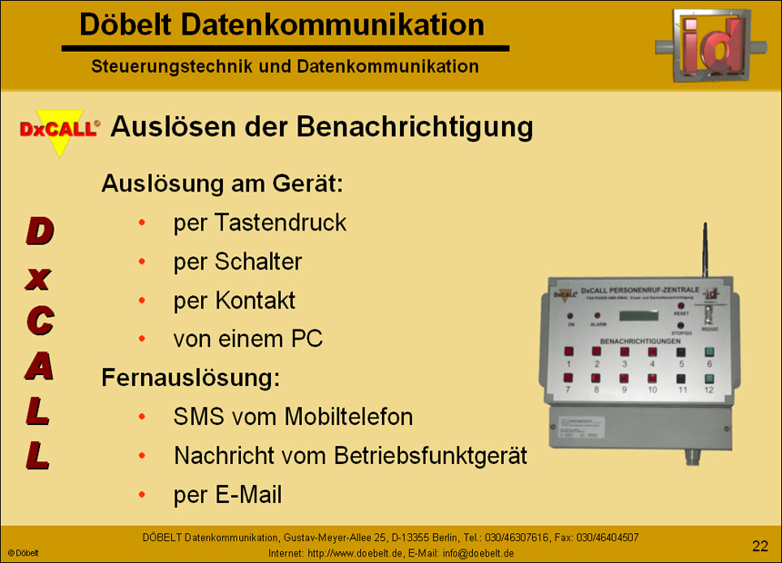Dbelt Datenkommunikation - Produktprsentation: dxcall-dxto - Folie 22