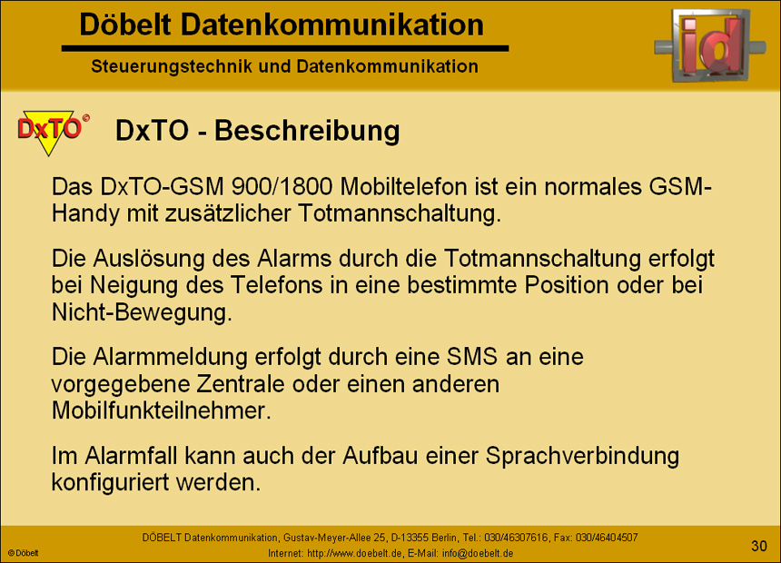 Dbelt Datenkommunikation - Produktprsentation: dxcall-dxto - Folie 30