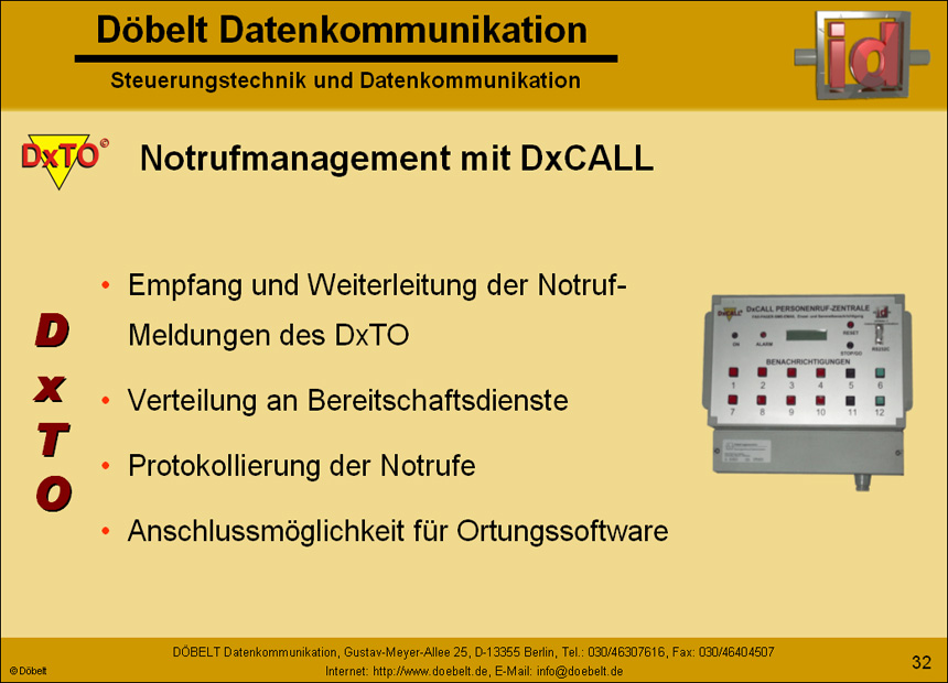 Dbelt Datenkommunikation - Produktprsentation: dxcall-dxto - Folie 32