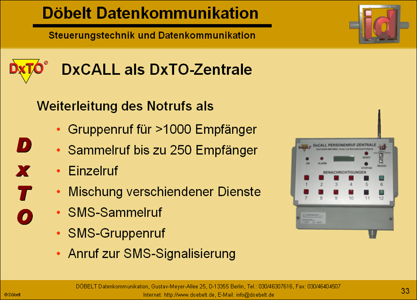 Dbelt Datenkommunikation - Produktprsentation: dxcall-dxto - Folie 33