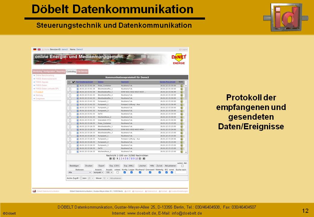 Dbelt Datenkommunikation - Produktprsentation: dxcall-web - Folie 12