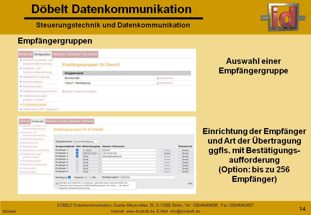 Dbelt Datenkommunikation - Produktprsentation: dxcall-web - Folie 14