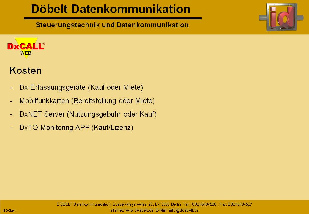 Dbelt Datenkommunikation - Produktprsentation: dxcall-web - Folie 19