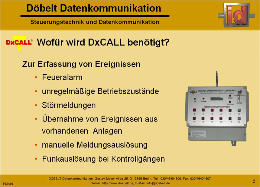 Dbelt Datenkommunikation - Produktprsentation: dxcall - Folie 3