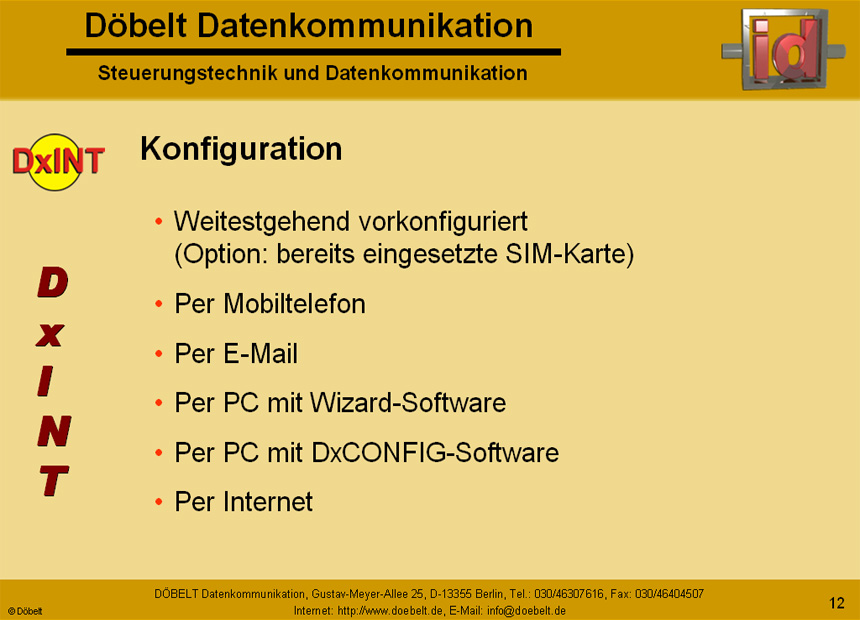 Döbelt Datenkommunikation - Produktpräsentation: dxint - Folie 12