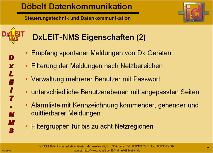 Dbelt Datenkommunikation - Produktprsentation: dxleit-nms - Folie 7