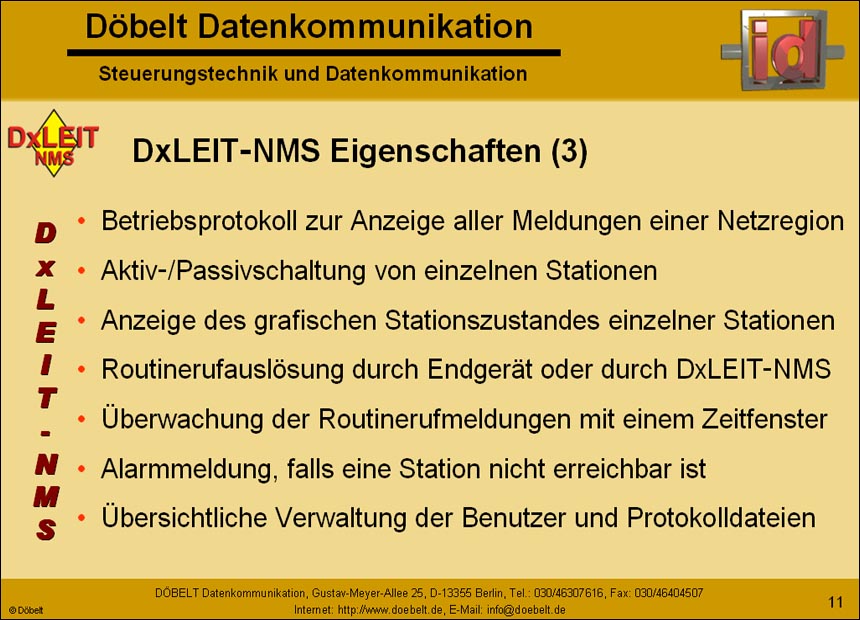 Dbelt Datenkommunikation - Produktprsentation: dxleit-nms - Folie 11
