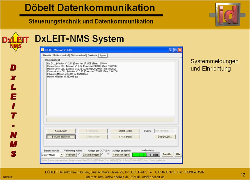 Dbelt Datenkommunikation - Produktprsentation: dxleit-nms - Folie 12