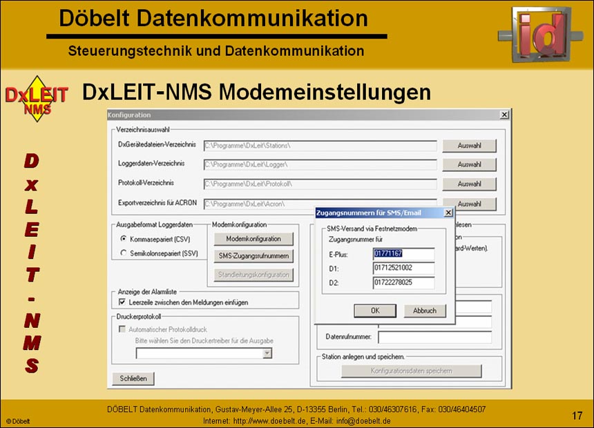 Dbelt Datenkommunikation - Produktprsentation: dxleit-nms - Folie 17