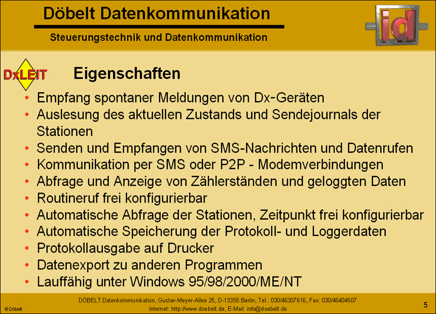 Dbelt Datenkommunikation - Produktprsentation: dxleit - Folie 5