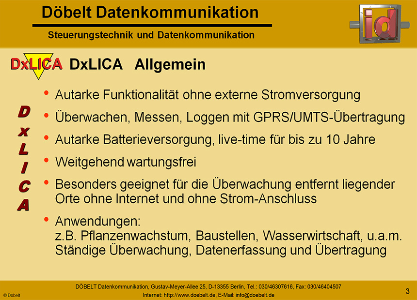 Dbelt Datenkommunikation - Produktprsentation: dxlica - Folie 3