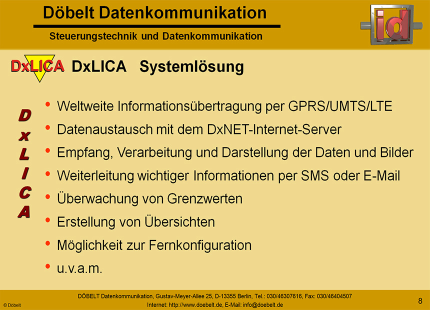 Dbelt Datenkommunikation - Produktprsentation: dxlica - Folie 8