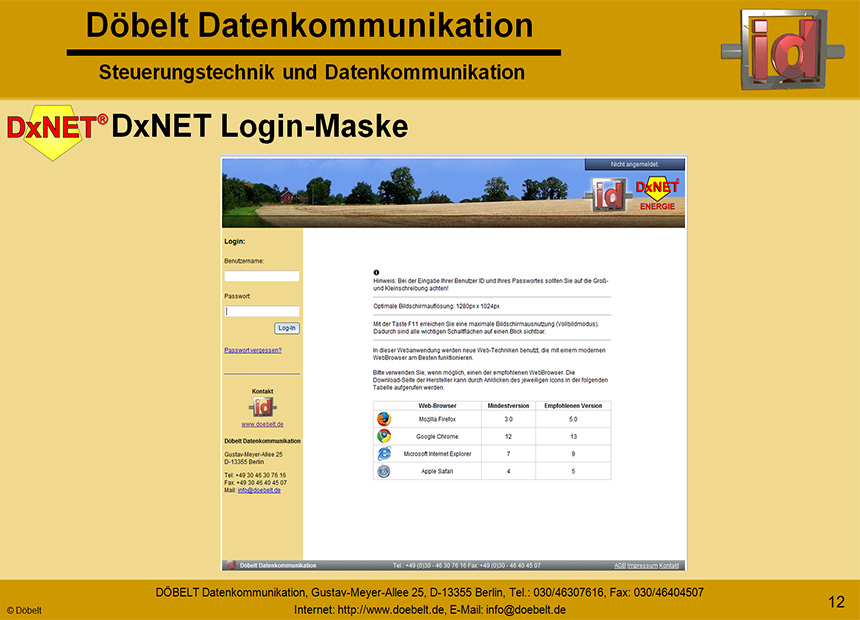 Dbelt Datenkommunikation - Produktprsentation: dxlica - Folie 12