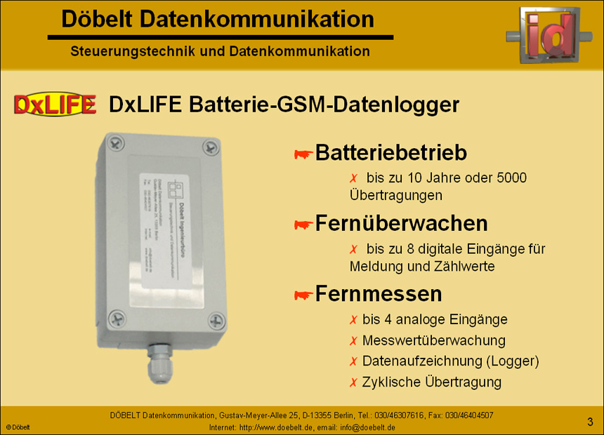 Dbelt Datenkommunikation - Produktprsentation: dxlife - Folie 3