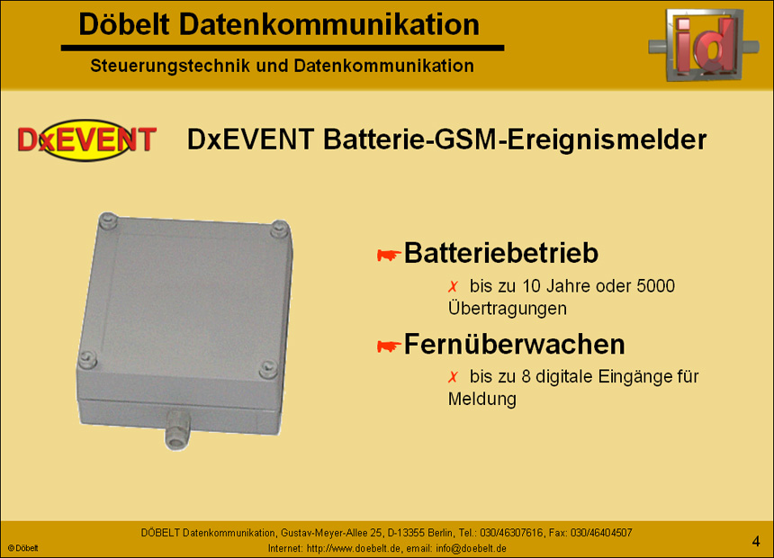 Dbelt Datenkommunikation - Produktprsentation: dxlife - Folie 4