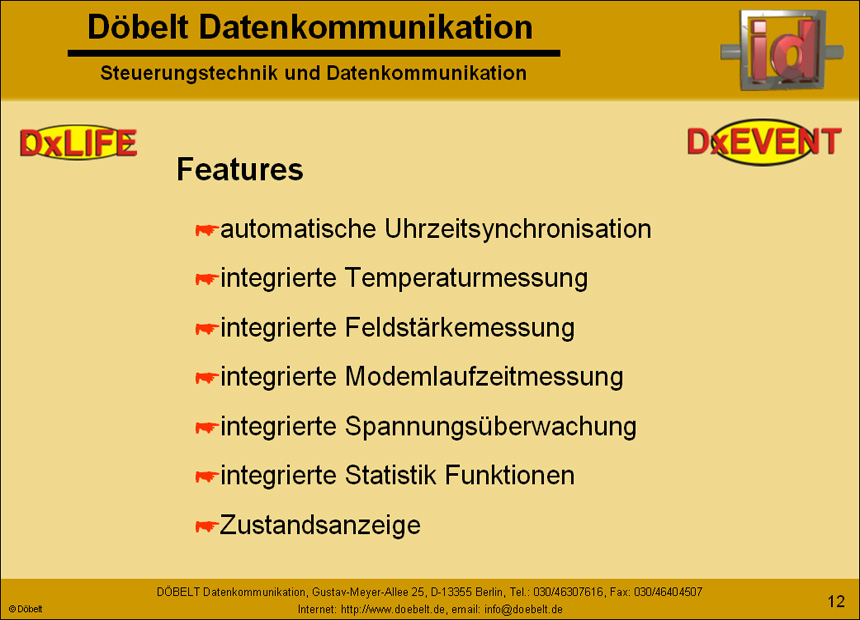 Dbelt Datenkommunikation - Produktprsentation: dxlife - Folie 12