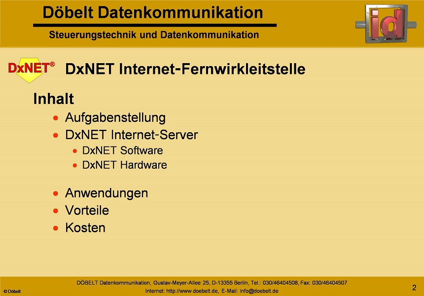 Dbelt Datenkommunikation - Produktprsentation: dxnet - Folie 2