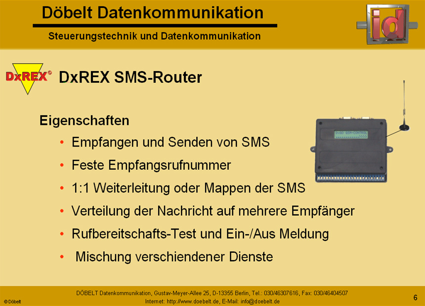 Dbelt Datenkommunikation - Produktprsentation: dxrex - Folie 6
