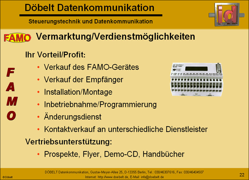 Dbelt Datenkommunikation - Produktprsentation: famo - Folie 22