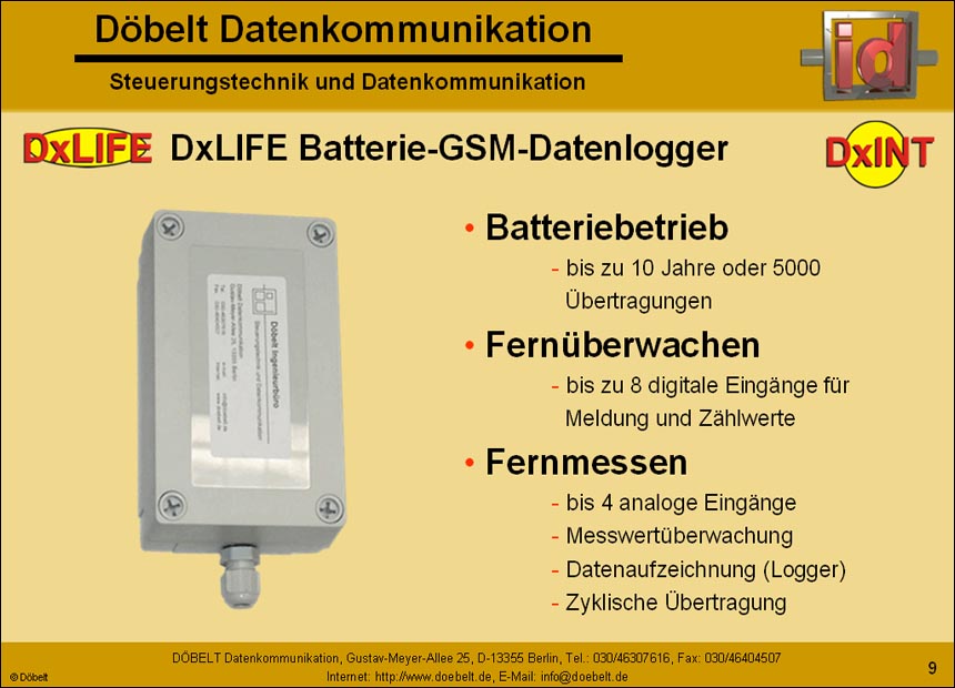 Dbelt Datenkommunikation - Produktprsentation: heizungsueberwachung - Folie 9