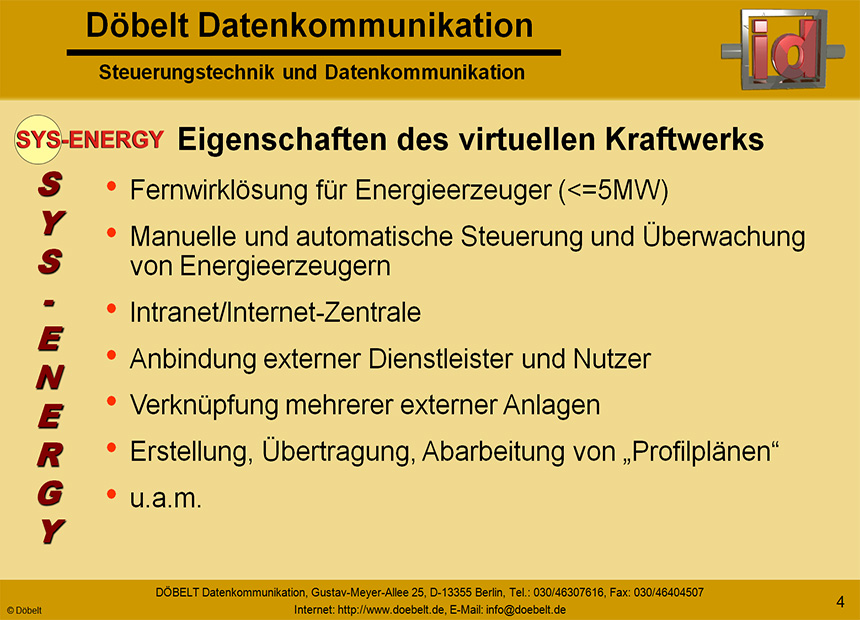 Dbelt Datenkommunikation - Produktprsentation: sys-energie - Folie 4