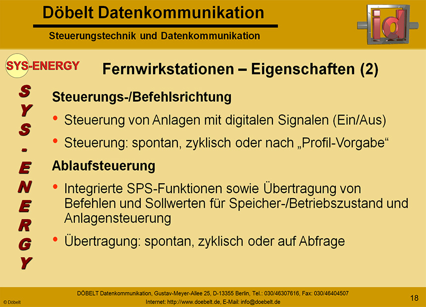 Dbelt Datenkommunikation - Produktprsentation: sys-energie - Folie 18