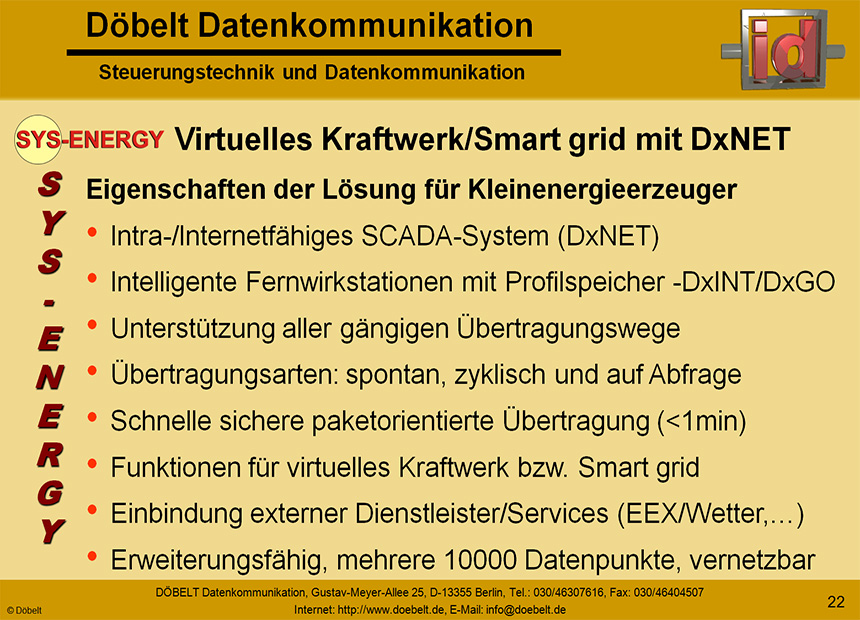 Dbelt Datenkommunikation - Produktprsentation: sys-energie - Folie 22