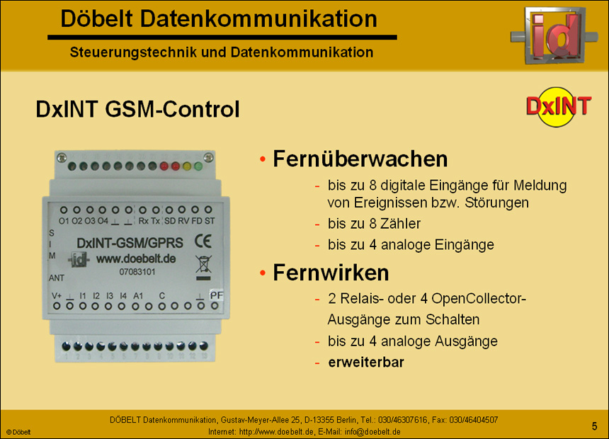 Dbelt Datenkommunikation - Produktprsentation: sys-green - Folie 5