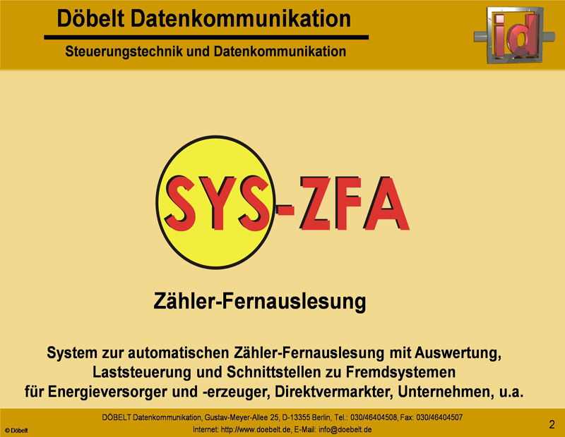 Dbelt Datenkommunikation - Produktprsentation: sys-zfa - Folie 2