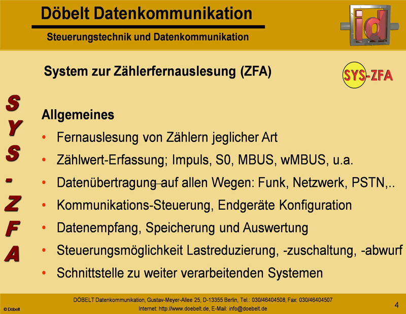 Dbelt Datenkommunikation - Produktprsentation: sys-zfa - Folie 4