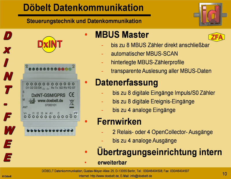 Dbelt Datenkommunikation - Produktprsentation: sys-zfa - Folie 10