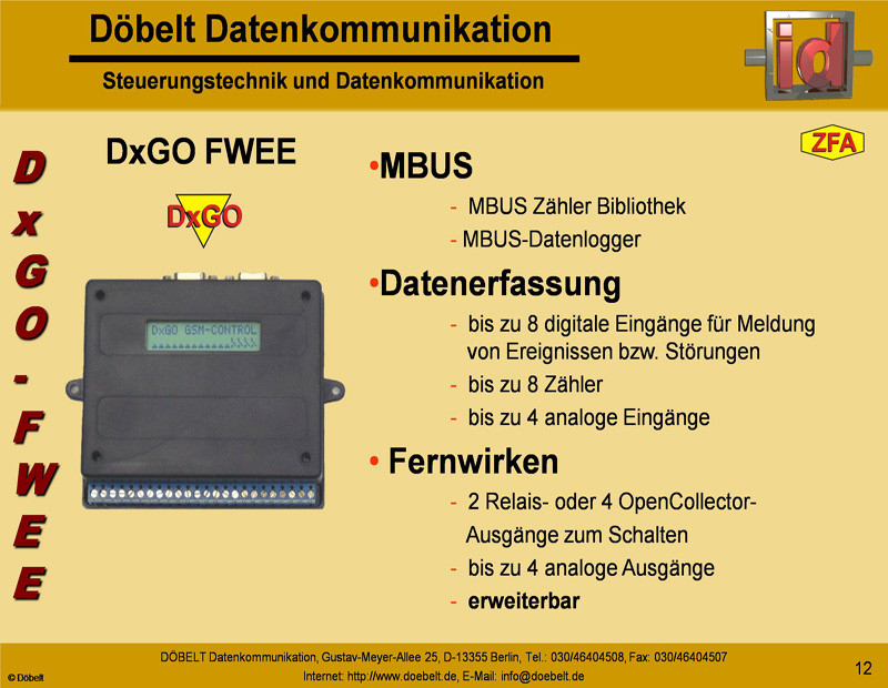 Dbelt Datenkommunikation - Produktprsentation: sys-zfa - Folie 12