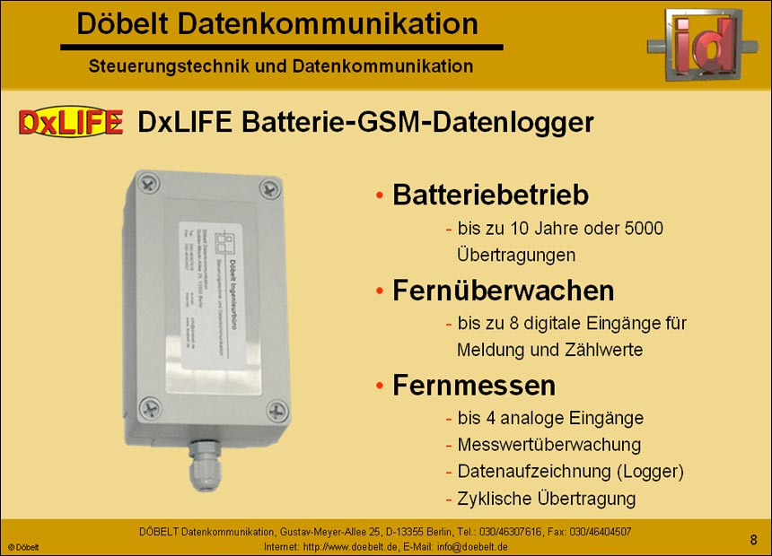 Dbelt Datenkommunikation - Produktprsentation: syswater - Folie 8