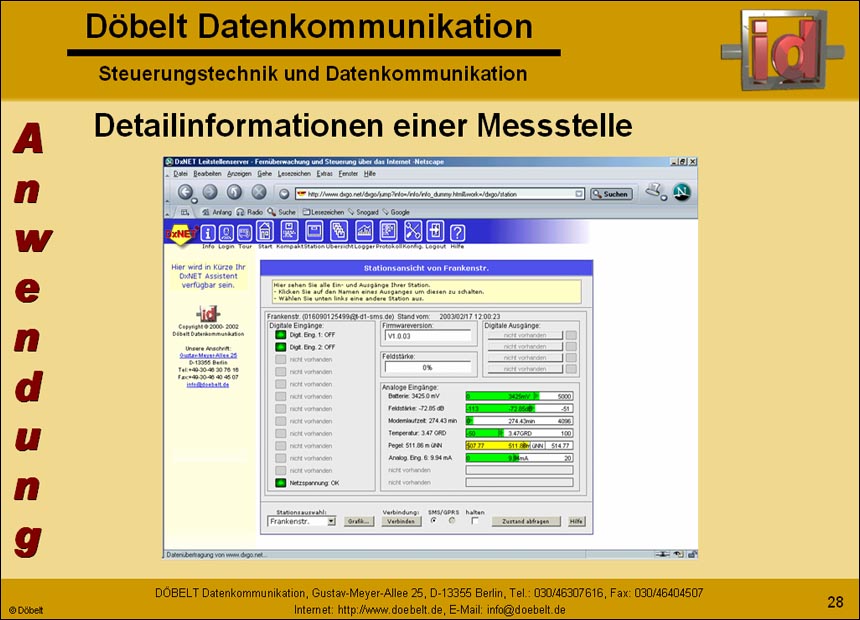 Dbelt Datenkommunikation - Produktprsentation: syswater - Folie 28