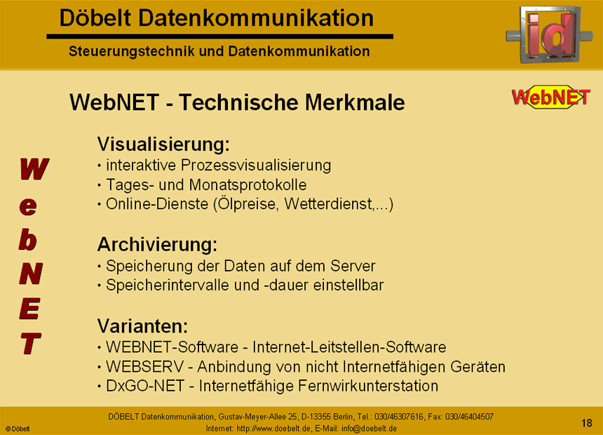 Dbelt Datenkommunikation - Produktprsentation: webnet - Folie 18