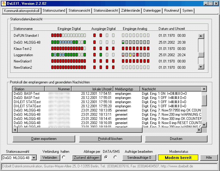 Screenshot 2: Kommunikationsprotokoll